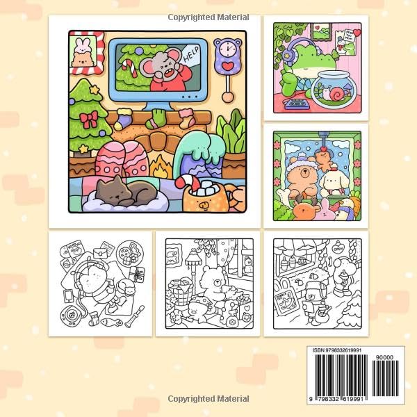 Comfy Days: Coloring Book for Adults and Teens Featuring Super Cute Animal Characters in Cozy Hygge Moments for Relaxation