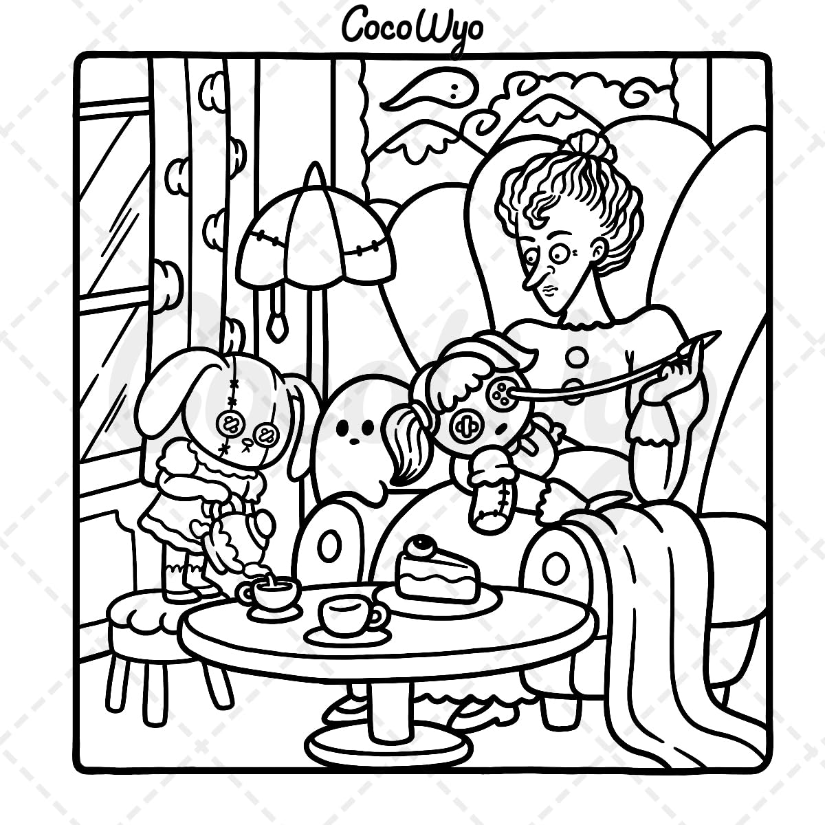 Spooky Cutie: Coloring Book for Adults and Teens Featuring Adorable Creepy Creatures in Cozy Hygge Moments for Relaxation