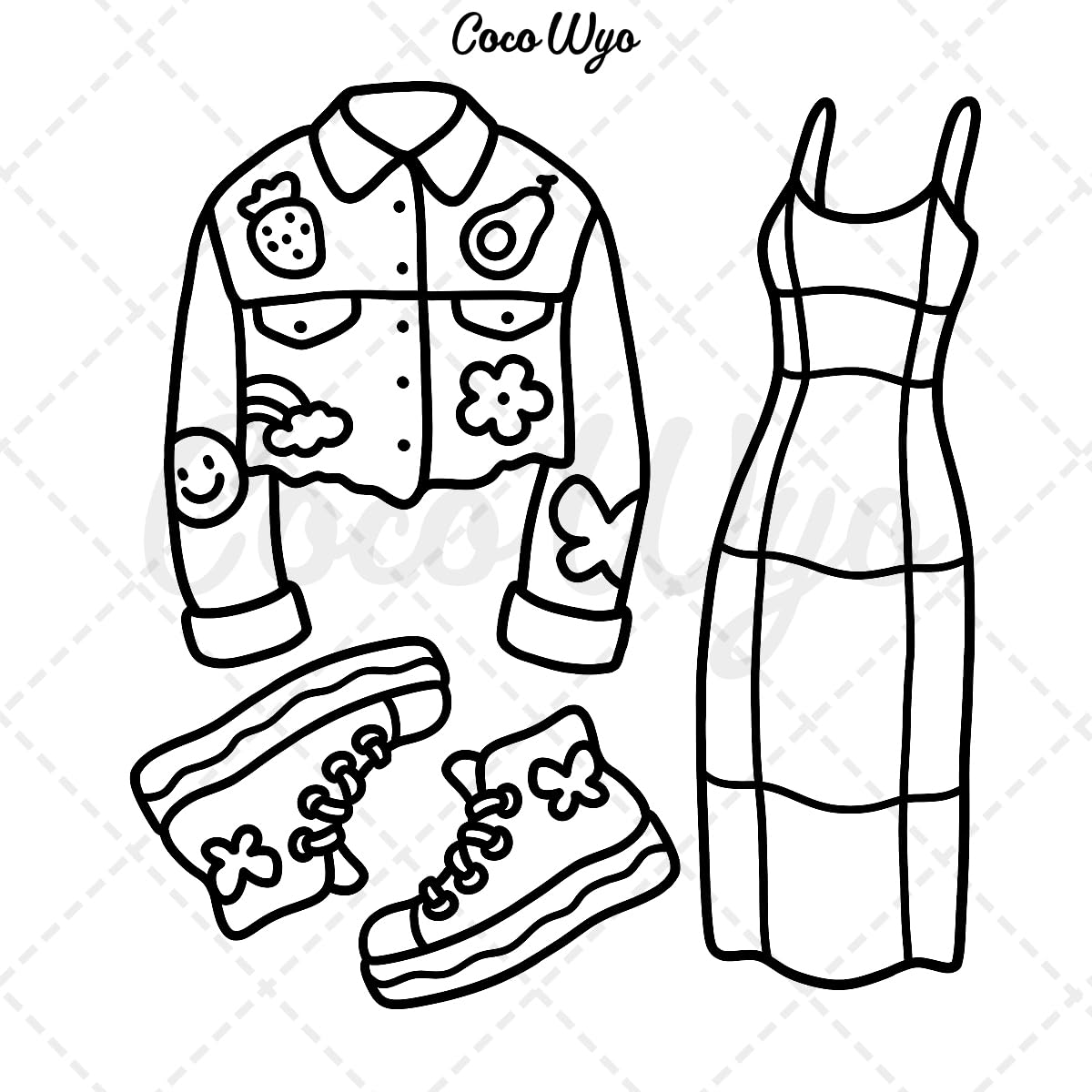 Fashion Vibes: Coloring Book for Adults and Teens, Bold and Easy Designs for Relaxation Featuring Cute Clothing