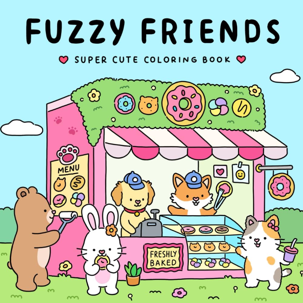 Fuzzy Friends: Super Cute Coloring Book for Adults and Teens Featuring Adorable Animals Characters