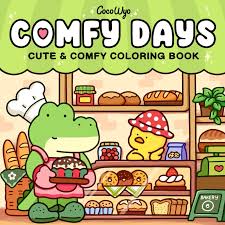 Comfy Days: Coloring Book for Adults and Teens Featuring Super Cute Animal Characters in Cozy Hygge Moments for Relaxation